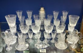 MIXED CUT GLASS INCLUDES ETCHED AND THOMAS WEBB, STUART, MDINA AND MORE