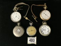 A VICTORIAN STERLING SILVER CASED FOB WATCH; CHESTER 1895; THE DIAL MARKED H. SAMUEL; ROMAN