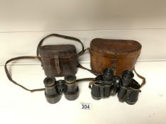 TWO PAIRS OF VINTAGE BINOCULARS WATSON- BAKER 1942; CASED AND MILITARY LEMAIRE FABE PARIS; CASED