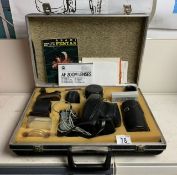 CASED PENTAX ASAHI CAMERA WITH ACCESSORIES, LENSES AND MORE