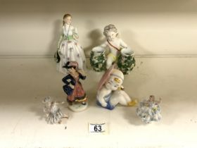 MIXED CONTINENTAL FIGURINES INCLUDING DRESDEN WITH ROYAL DOULTON FIGURINE 'CAROLINE' HN2112