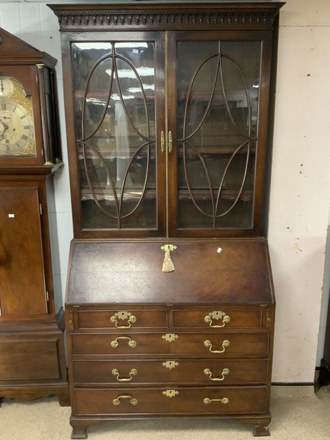 GEORGIAN SECRETAIRE BOOKCASE 218 X 107CM