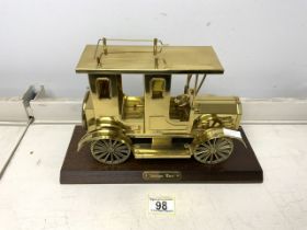 BRASS MODEL OF A VINTAGE TAXI 28 X 18CM