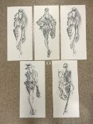 JANE HARTLEY - SIGNED FASHION PRINTS BY FELIX ROSENTIEL'S WIDOW & SON; 56 X 26CM