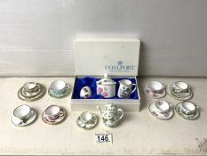 MINIATURE TRIO'S AND DUO'S CUPS AND SAUCERS, SPODE, COALPORT, CROWN AND MORE