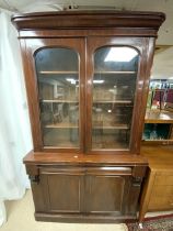 VICTORIAN MAHOGANY CABINET BOOKCASE; 206 X 120CM