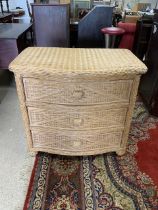 MODERN WICKER THREE DRAWER CHEST FROM THE PIER; 56 X 78CM