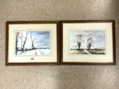 THOMAS MOORE SIGNED WATERCOLOURS COUNTRYSIDE SCENES BOTH FRAMED AND GLAZED; 56 X 45.5CM