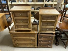 THREE DRAWER CHEST WITH THREE BEDSIDE CHESTS