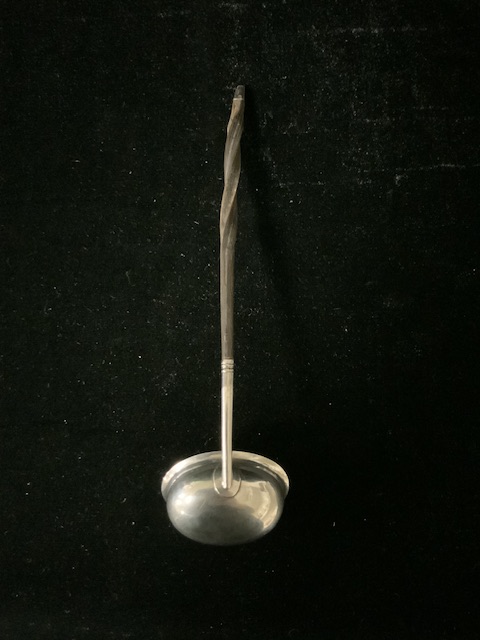 A GEORGE III SILVER BOWL TODDY LADLE BY ELIZABETH MORLEY; LONDON 1803; WITH TURNED WOOD HANDLE; - Image 3 of 3