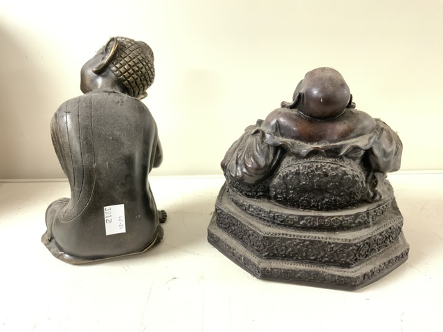 TWO RESIN BUDDHA'S LARGEST 19CM - Image 2 of 3