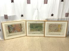THREE FRAMED AND GLAZED VINTAGE 1950'S MAPS BRIGHTON, BIRMINGHAM AND NORTH LONDON; 82 X 64CM