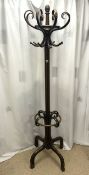 LARGE VICTORIAN CHUNKY WOODEN COAT AND HAT STAND; 210CM