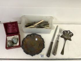 HALLMARKED SILVER HANDLE CUTLERY AND SILVER PLATED ITEMS