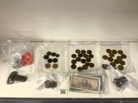 QUANTITY OF OF USED COINAGE INCLUDES OLD PENNIES