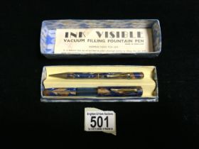 VINTAGE PEN SET INCULDES 14K GOLD NIP, INK VISIBLE VACUUM FILLING FOUNTAIN PEN