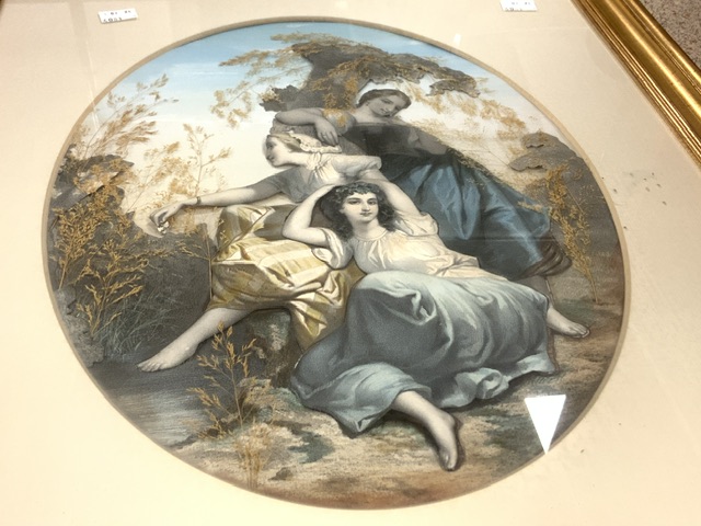 VINTAGE FABRIC CLASSICAL SCENE FRAMED AND GLAZED PICTURE 59 X 49CM - Image 3 of 4