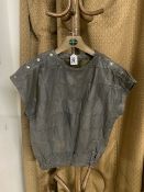 GREY LEATHER MEN'S POPPERED TOP