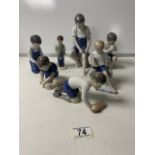 FIVE ROYAL COPENHAGEN FIGURINES WITH B&G FIGURE