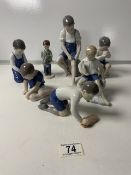 FIVE ROYAL COPENHAGEN FIGURINES WITH B&G FIGURE