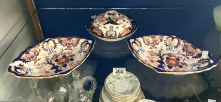 ROYAL CROWN DERBY MUFFIN DISH; A/F WITH TWO DISHES