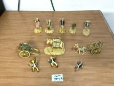 VINTAGE PLASTIC CHINESE FIGURES AND CARTS