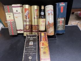 NINE BOTTLES OF WHISKY: BALLANTINE'S; 1 LITRE, BLEND OF WHISKIES; 70CL, GROUSE; 70CL, TEACHER'S;