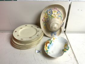 MIXED CLARICE CLIFF PLATES NEWPORT POTTERY AND MORE