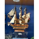 TWO MODEL SHIPS HMS VICTORY AND HMS BOUNTY