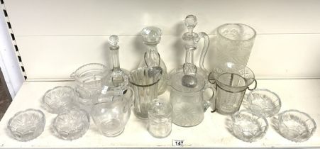 QUANTITY OF MIXED CUT, ETCHED AND HOBNAIL GLASSWARE