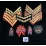 QUANTITY OF MILITARY SARGENTS,CORPORAL CLOTH BADGES, RECRUITING SARGENTS CLOTH BADGE AND MORE