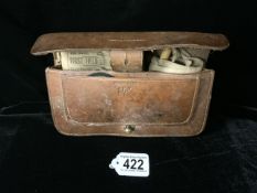 A WWI MILITARY MEDICAL POUCH, BROWN LEATHER, STAMPED BEAL BROS LTD 1916, ABOVE 17, CONTAINS A