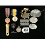 A SELECTION OF MILTARY AND PRISONER OF WAR IDENTITY DISCS / TAGS, ONE, RECTANGULAR FORM, ENGRAVED