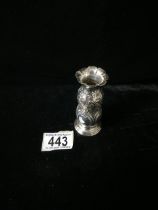 A VICTORIAN STERLING SILVER BUD / SPECIMEN VASE, BY NATHAN & HAYES, BIRMINGHAM 1893, BALUSTER