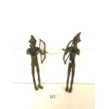 TWO AFICAN BRONZE FIGURES 31CM