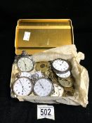 MAINLY POCKET WATCHES FOR SPARES AND REPAIRS