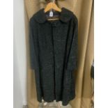BLACK ASTRAKHAN FULL LENGTH COAT - APPROX SIZE 16. GOOD CONDITION.