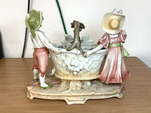 ANTIQUE CONTINENAL FIGURINE PLANTER - Image 4 of 6