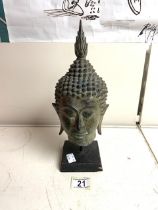 BRONZED METAL BUDDHA ON STAND 30CM