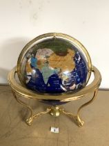 A LARGE MODERN GEMSTONE GLOBE, COMPRISING OF COUNTRIES BEING COMPOSED OF MINERALS AND SEMI-