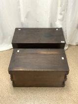 TWO VINTAGE WOODEN CONTAINERS 56 X 29CM