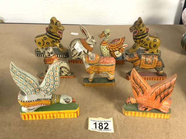 WOODEN CARVED ANIMALS FROM INDIA; 11CM
