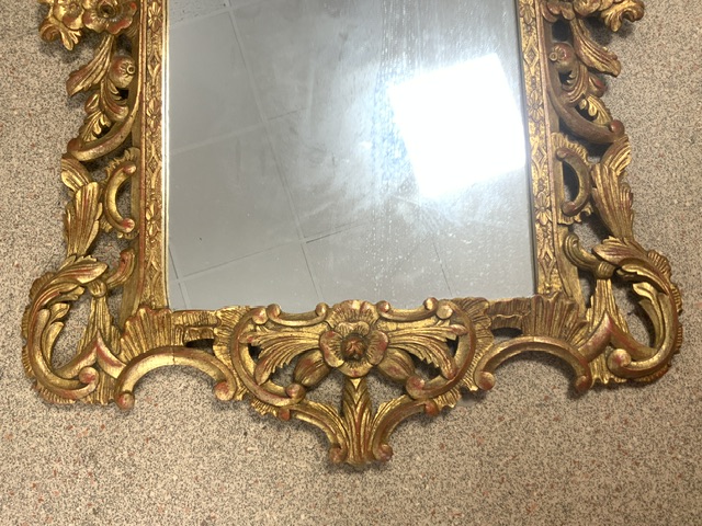 LARGE WOODEN GILDED FRAMED MIRROR A/F; 121 X 81CM - Image 3 of 4