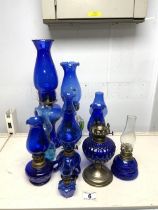 QUANTITY OF BRISTOL BLUE OIL LAMPS