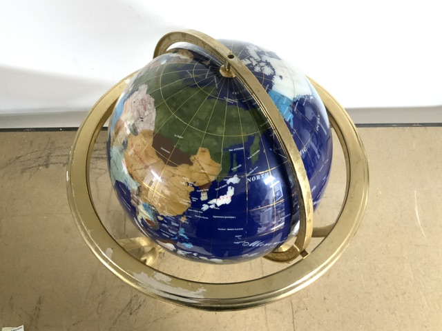 A LARGE MODERN GEMSTONE GLOBE, COMPRISING OF COUNTRIES BEING COMPOSED OF MINERALS AND SEMI- - Image 2 of 3
