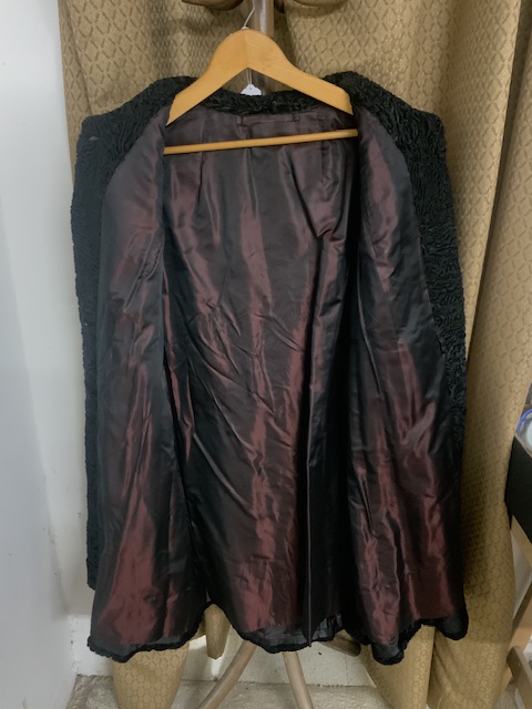 BLACK ASTRAKHAN FULL LENGTH COAT - APPROX SIZE 16. GOOD CONDITION. - Image 3 of 4