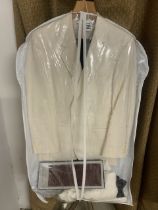 VARTEKS (CROATIA) MENS DRESS SUIT - WHITE JACKET AND BLACK TROUSERS TOGETHER WITH TWO CREAM