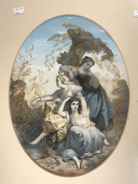 VINTAGE FABRIC CLASSICAL SCENE FRAMED AND GLAZED PICTURE 59 X 49CM - Image 2 of 4