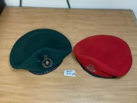 TWO MILITARY BERETS, MILITARY POLICE AND ROYAL MARINES