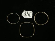 THREE 9 CARAT GOLD BRACELETS, ONE STAMPED '0.375' ENGRAVED DECORATION, ONE, LONDON 1978, SQUARE FORM